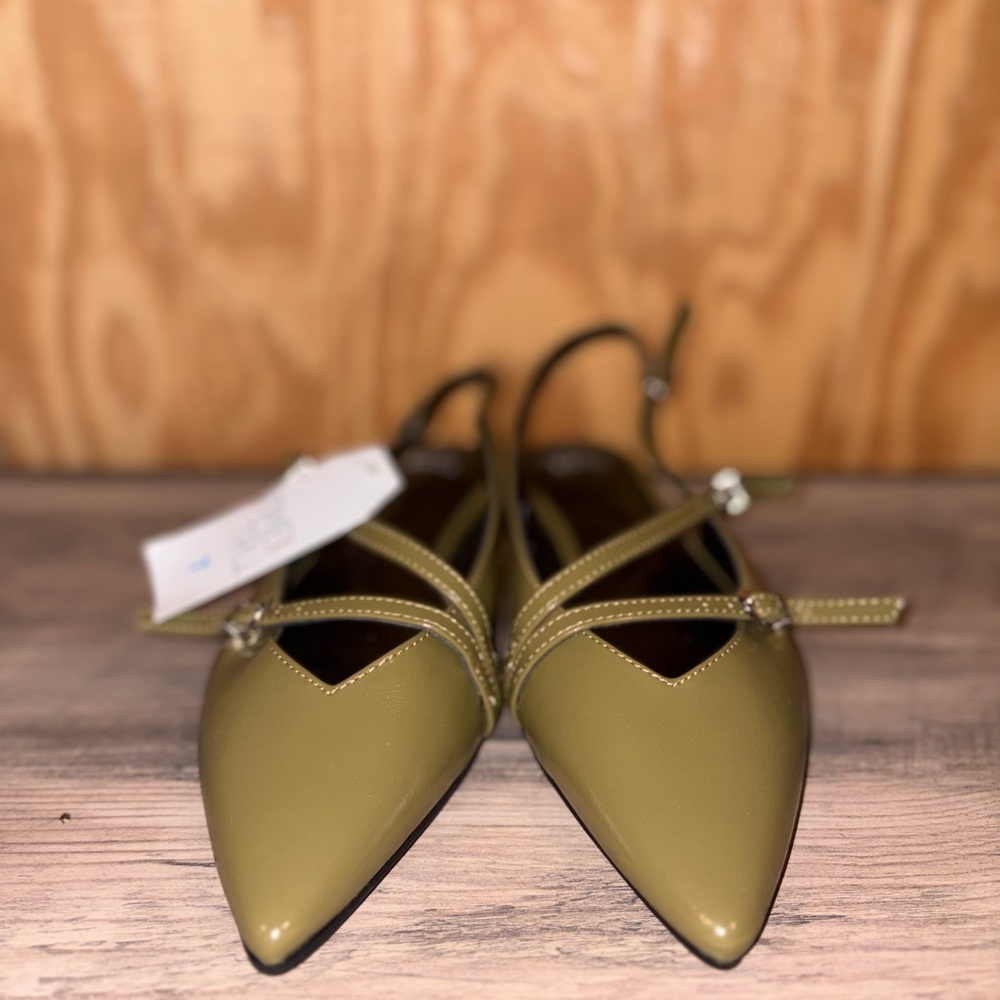 Time and Tru Olive Slingback Flats